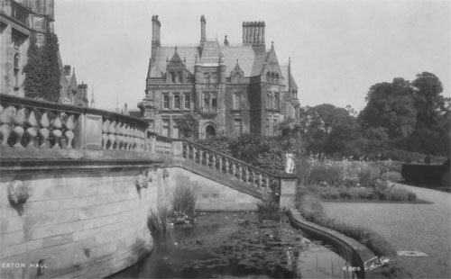 Eaton Hall - view of family wing from gardens