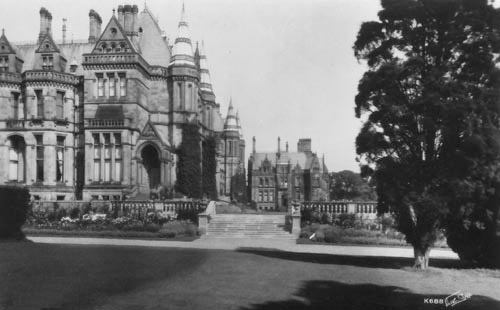 Eaton Hall - view of west front and gardens