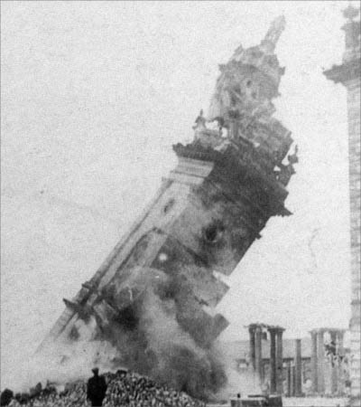 Hooton Hall - the demolition of the clock tower